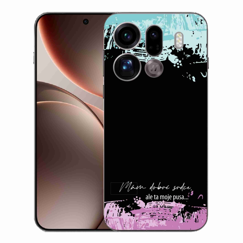 Gelový kryt mmCase na Oppo Find X9 Pro - vtipný text 3 černé pozadí