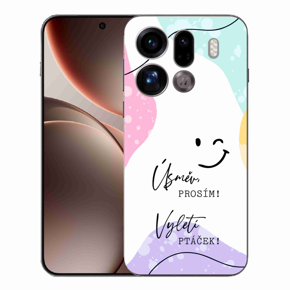 Gelový kryt mmCase na Oppo Find X9 Pro - vtipný text 4 bílé pozadí