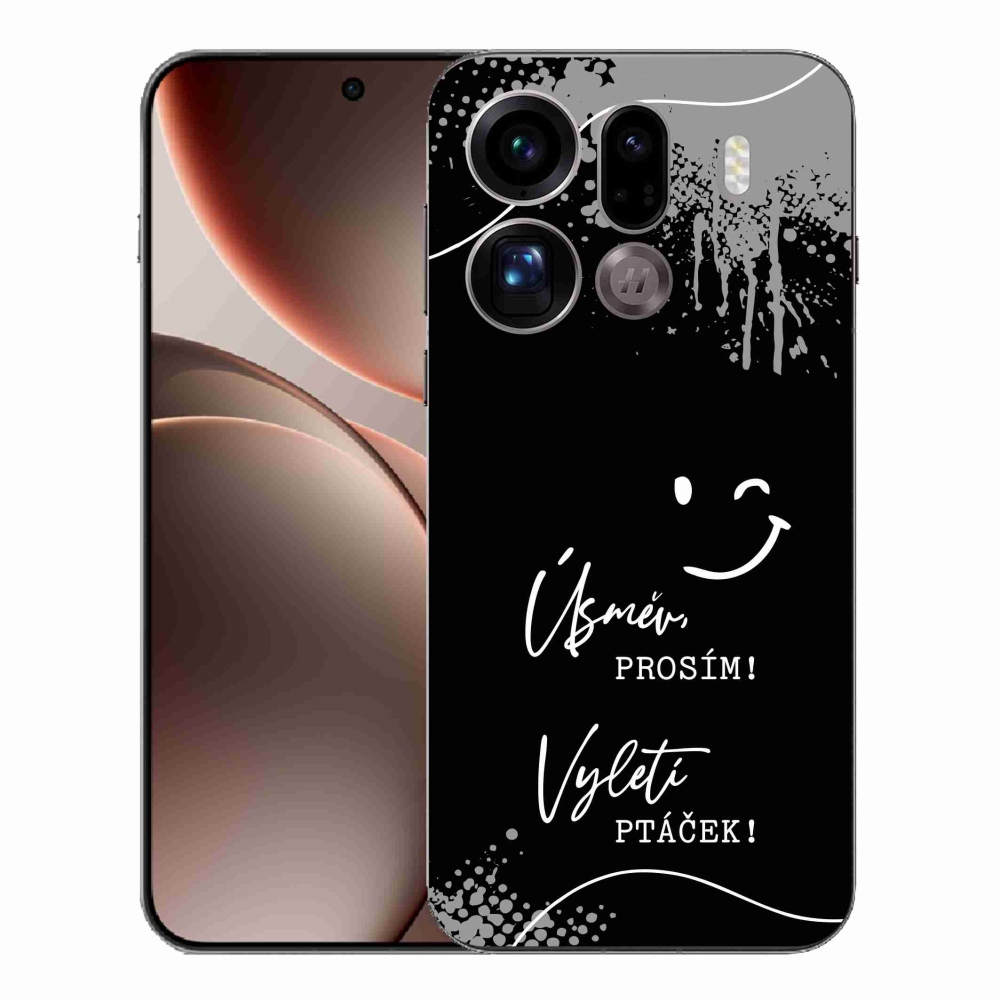 Gelový kryt mmCase na Oppo Find X9 Pro - vtipný text 4 černé pozadí