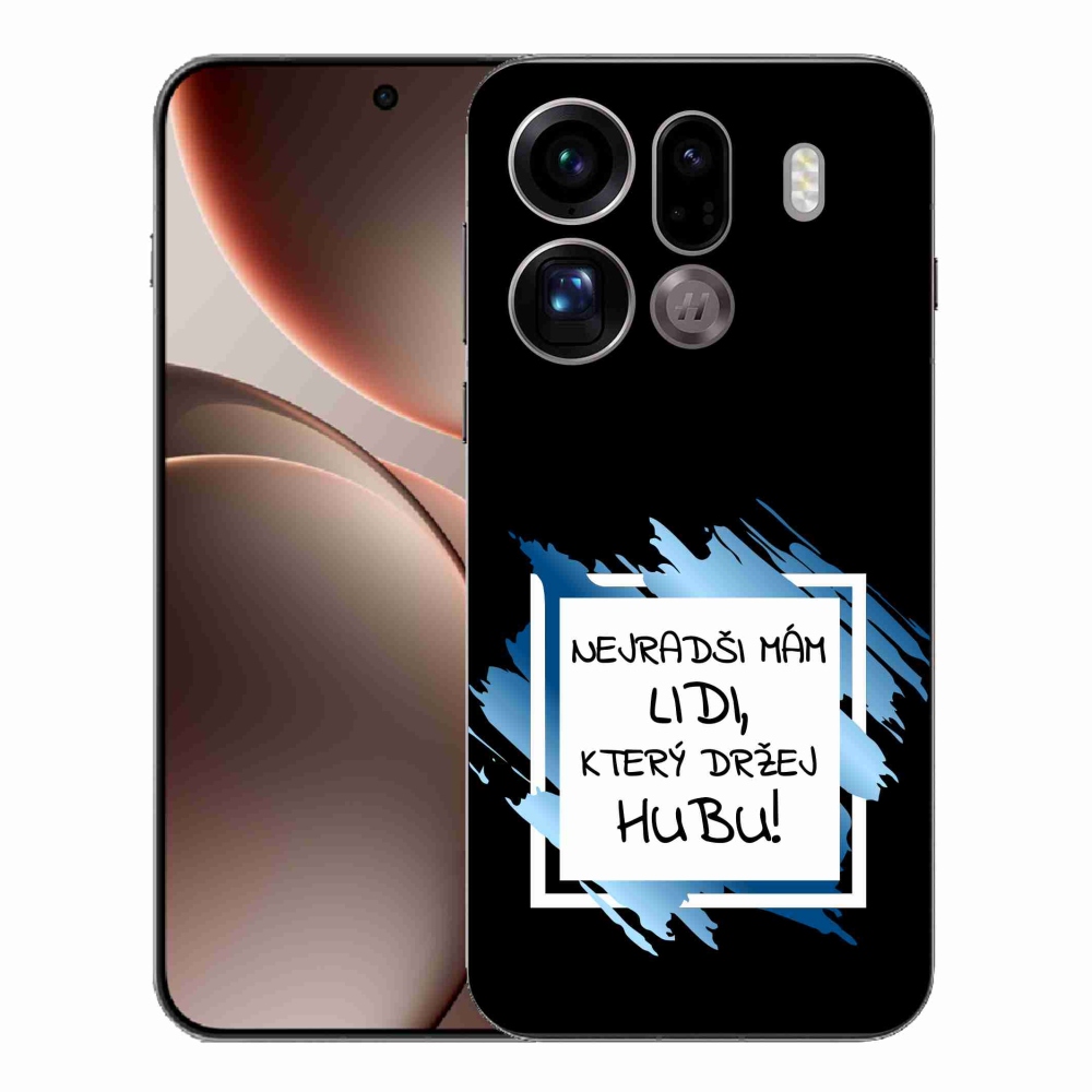 Gelový kryt mmCase na Oppo Find X9 Pro - vtipný text 7 bíločerné pozadí