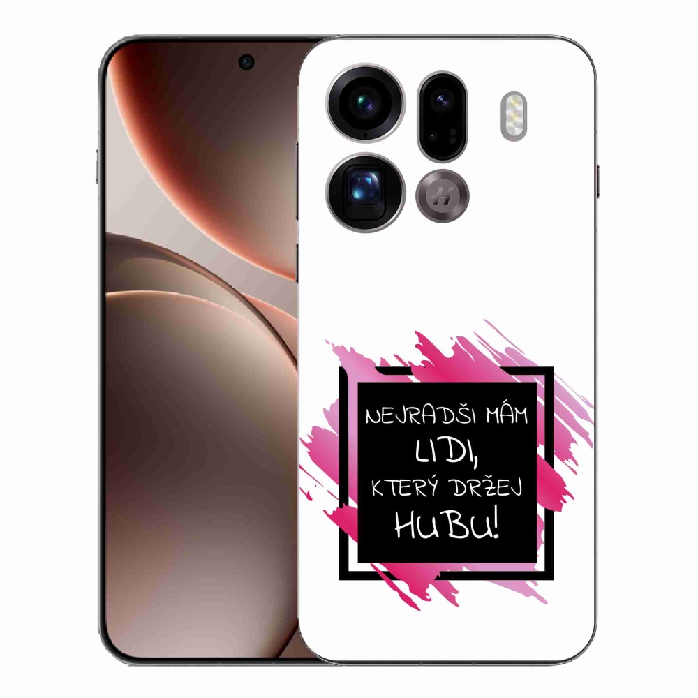 Gelový kryt mmCase na Oppo Find X9 Pro - vtipný text 7 černobílé pozadí