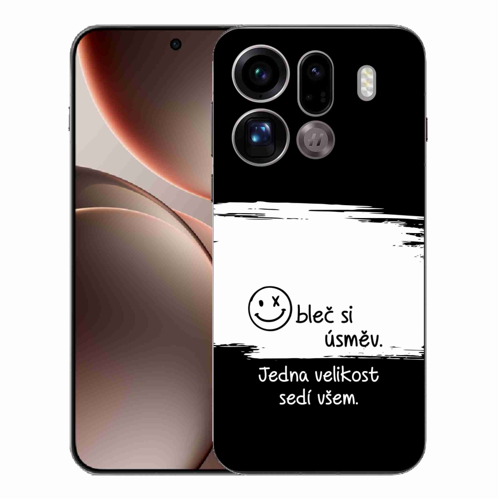 Gelový kryt mmCase na Oppo Find X9 Pro - vtipný text 8 bíločerné pozadí