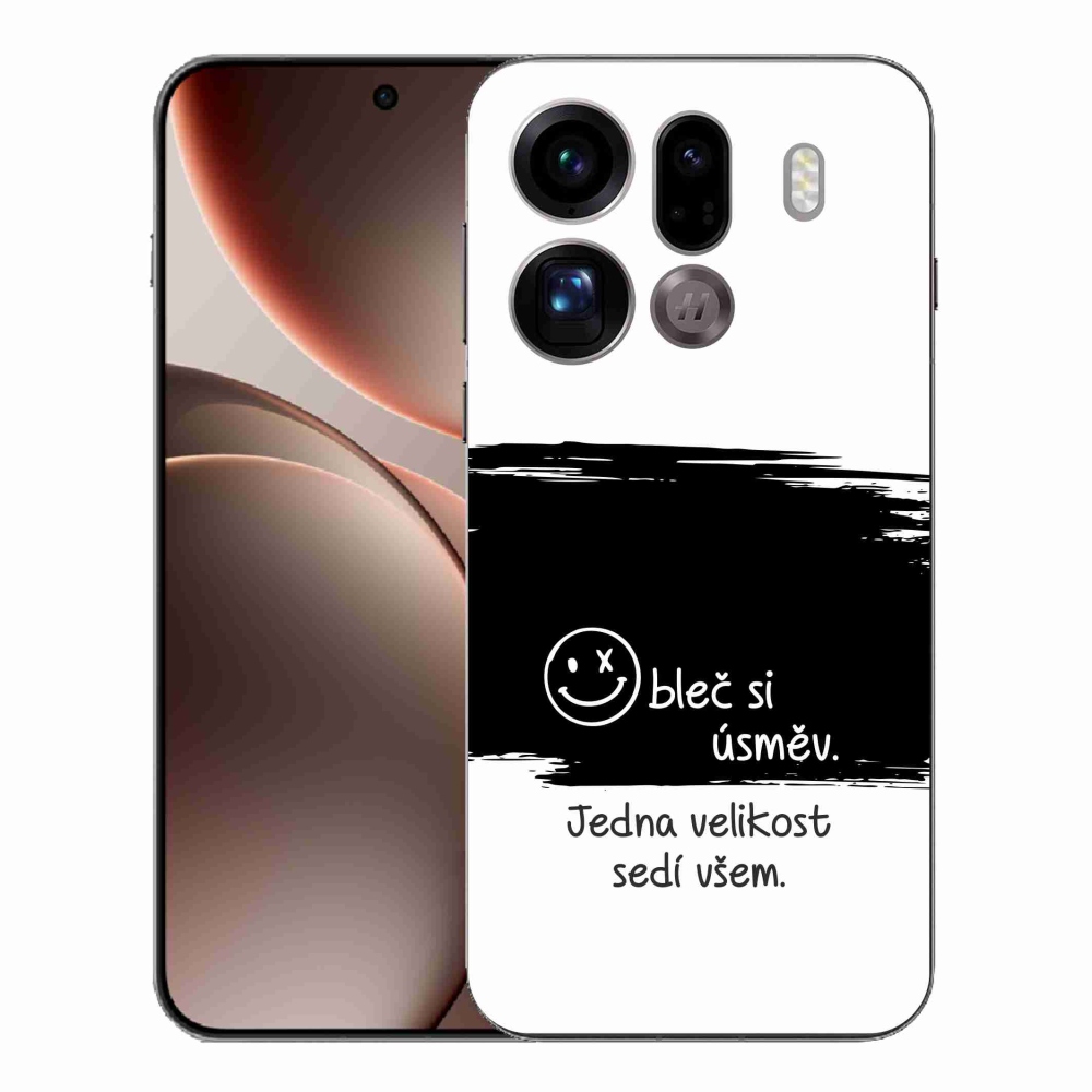 Gelový kryt mmCase na Oppo Find X9 Pro - vtipný text 8 černobílé pozadí