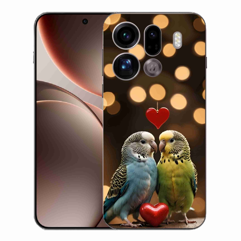 Gelový kryt mmCase na Oppo Find X9 Pro - zamilovaní papoušci