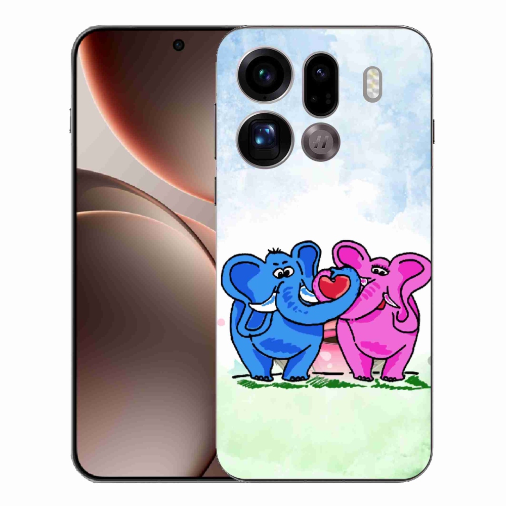 Gelový kryt mmCase na Oppo Find X9 Pro - zamilovaní sloni