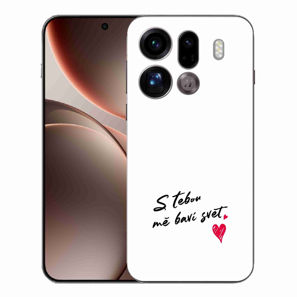 Gelový kryt mmCase na Oppo Find X9 Pro - zamilovaný text 1 bílé pozadí