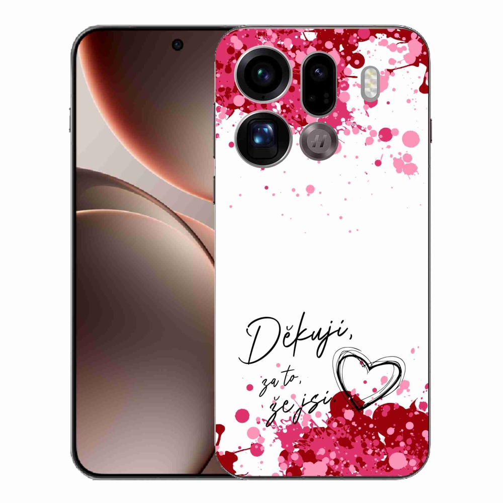 Gelový kryt mmCase na Oppo Find X9 Pro - zamilovaný text 2 bílé pozadí