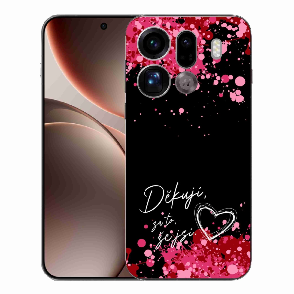 Gelový kryt mmCase na Oppo Find X9 Pro - zamilovaný text 2 černé pozadí