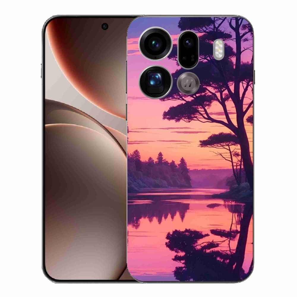 Gelový kryt mmCase na Oppo Find X9 Pro - západ slunce nad jezerem