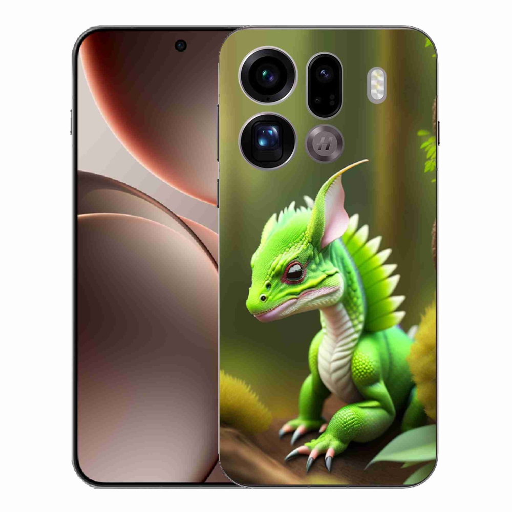 Gelový kryt mmCase na Oppo Find X9 Pro - zelený dráček