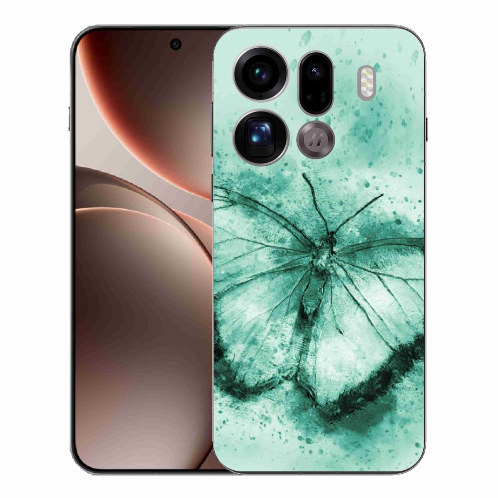Gelový kryt mmCase na Oppo Find X9 Pro - zelený motýl