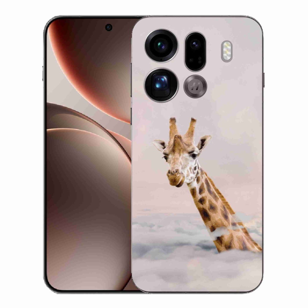 Gelový kryt mmCase na Oppo Find X9 Pro - žirafa v oblacích