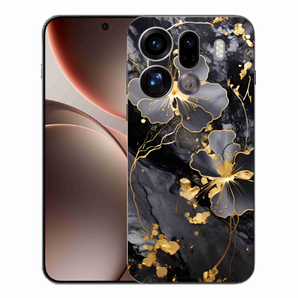 Gelový kryt mmCase na Oppo Find X9 Pro - zlaté květy