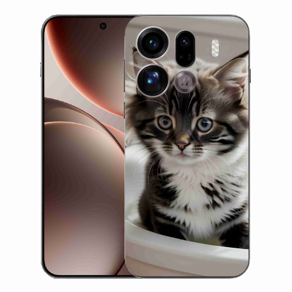 Gelový kryt mmCase na Oppo Find X9 Pro - zvědavé kotě