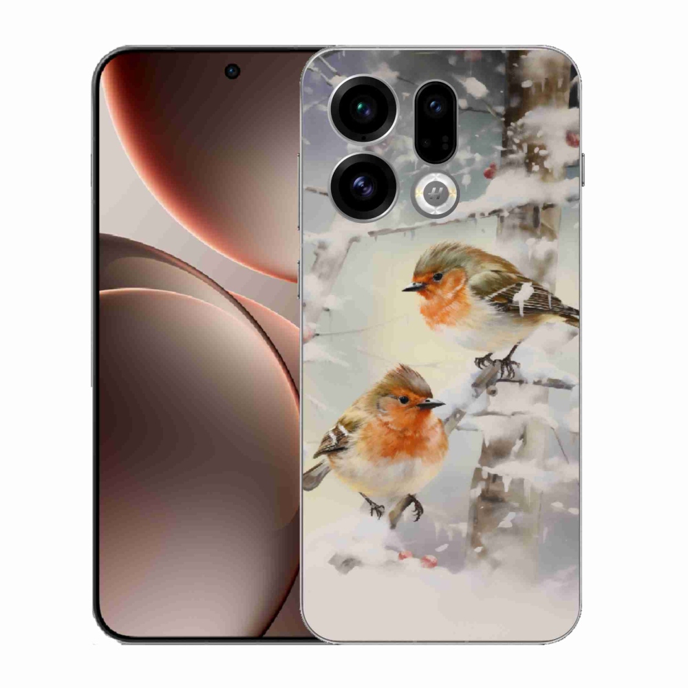 Gelový kryt mmCase na Oppo Find X9 - ptáčci v zimě