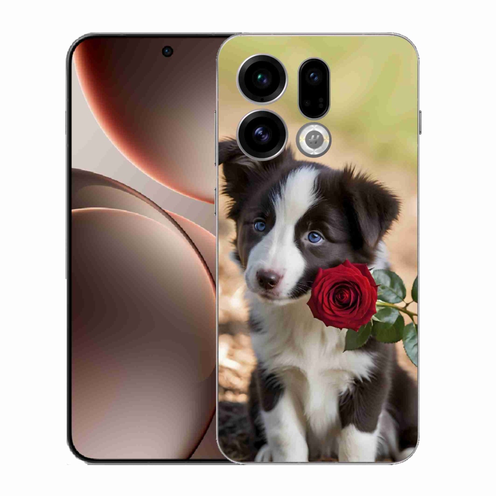 Gelový kryt mmCase na Oppo Find X9 - roztomilá border kolie s růží