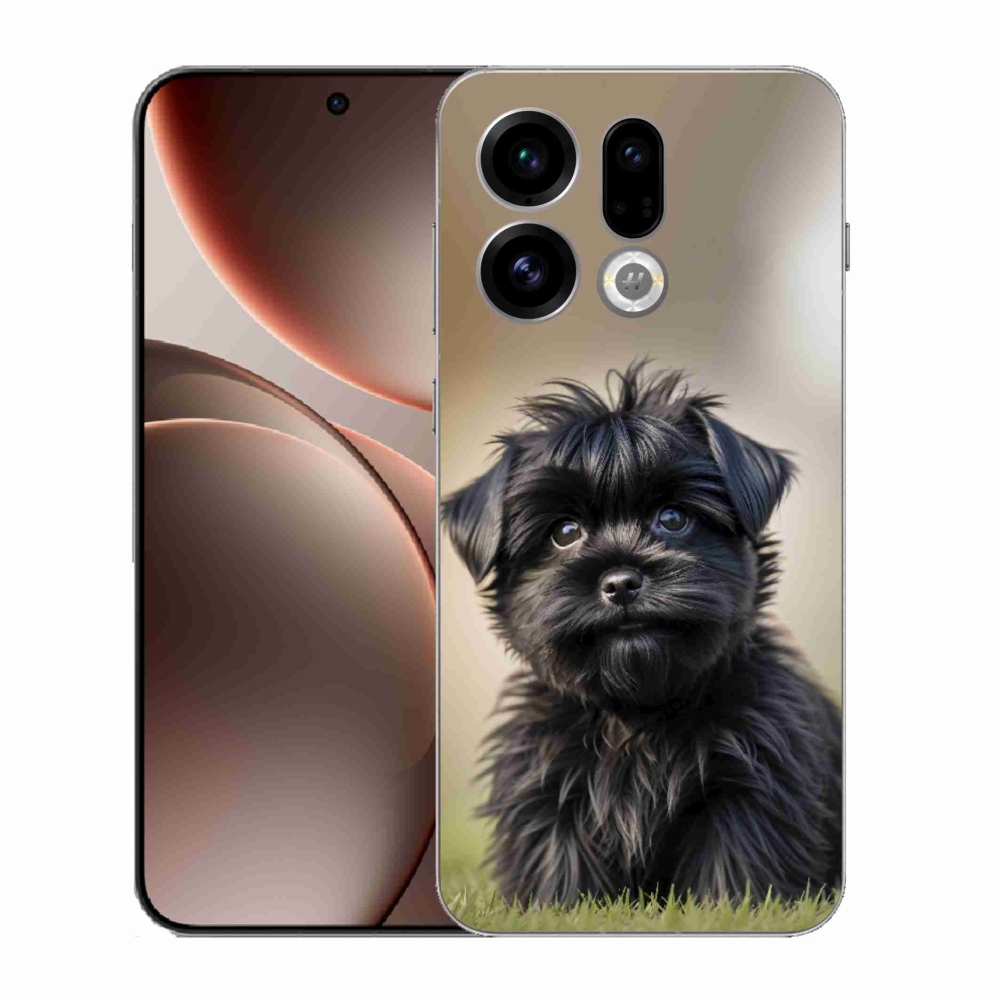 Gelový kryt mmCase na Oppo Find X9 - roztomilý černý pejsek