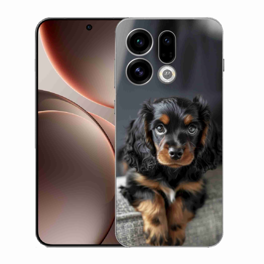 Gelový kryt mmCase na Oppo Find X9 - roztomilý dlouhosrstý jezevčík