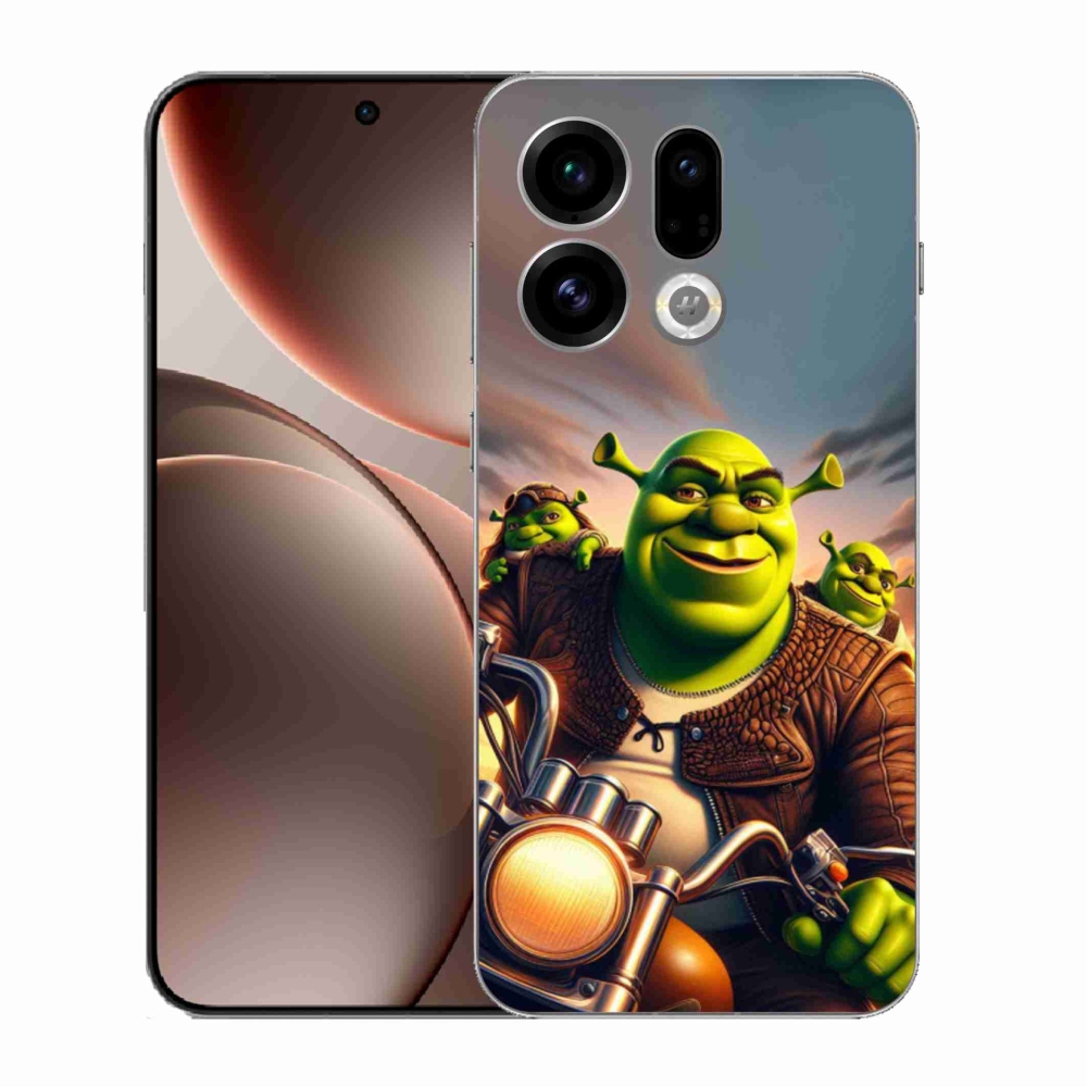 Gelový kryt mmCase na Oppo Find X9 - shrek na motorce