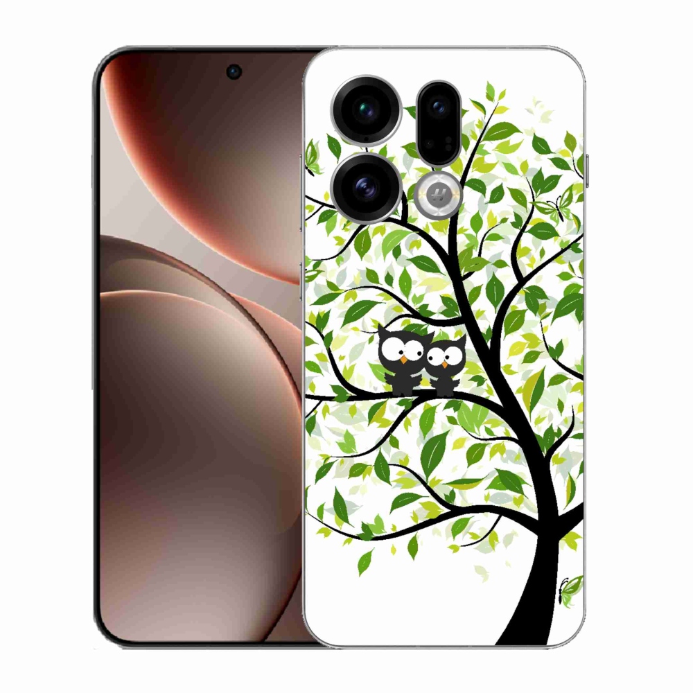 Gelový kryt mmCase na Oppo Find X9 - sovičky na stromě