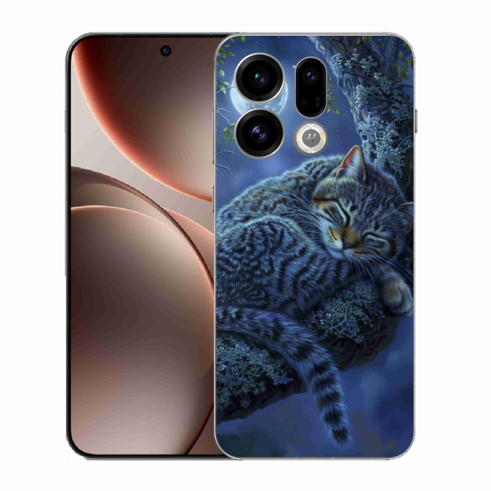 Gelový kryt mmCase na Oppo Find X9 - spící kočka