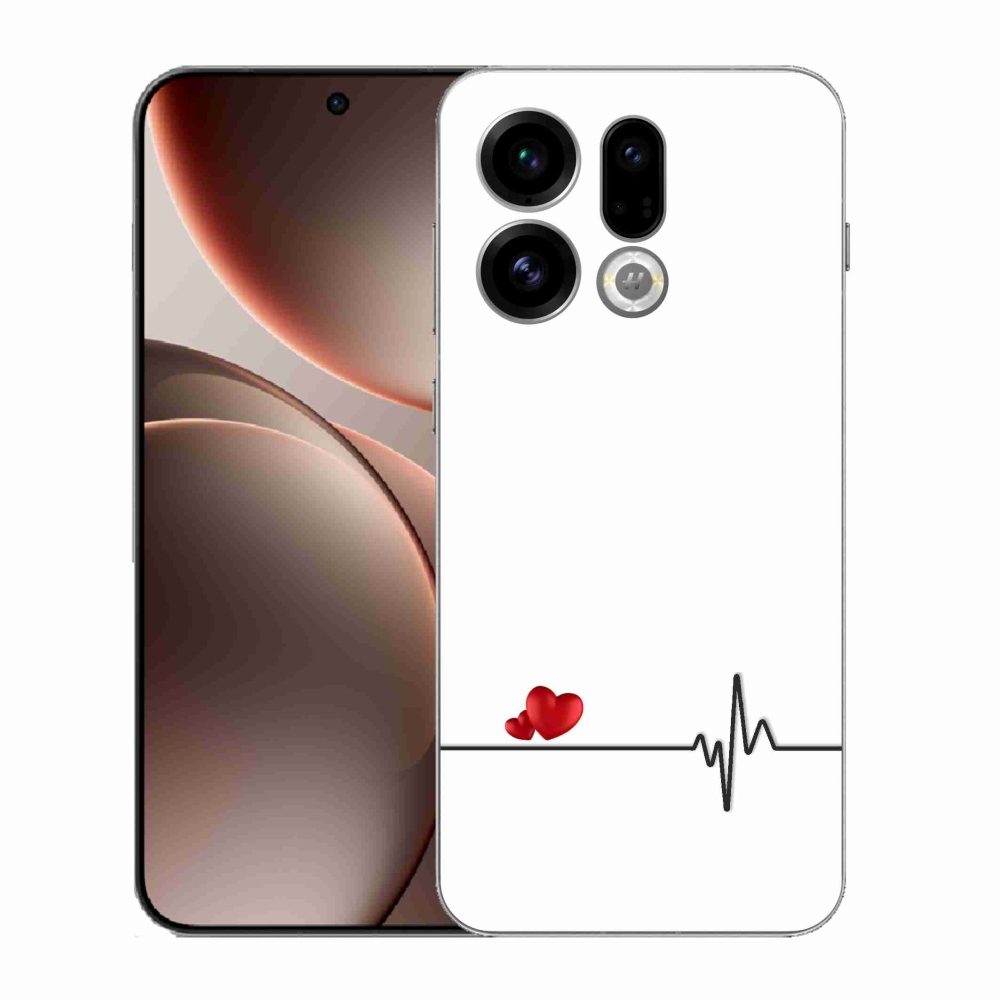 Gelový kryt mmCase na Oppo Find X9 - srdce a tep bílé pozadí