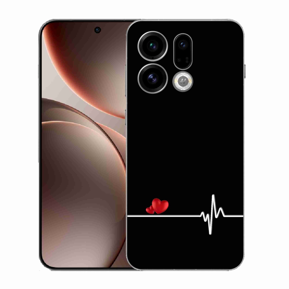 Gelový kryt mmCase na Oppo Find X9 - srdce a tep černé pozadí