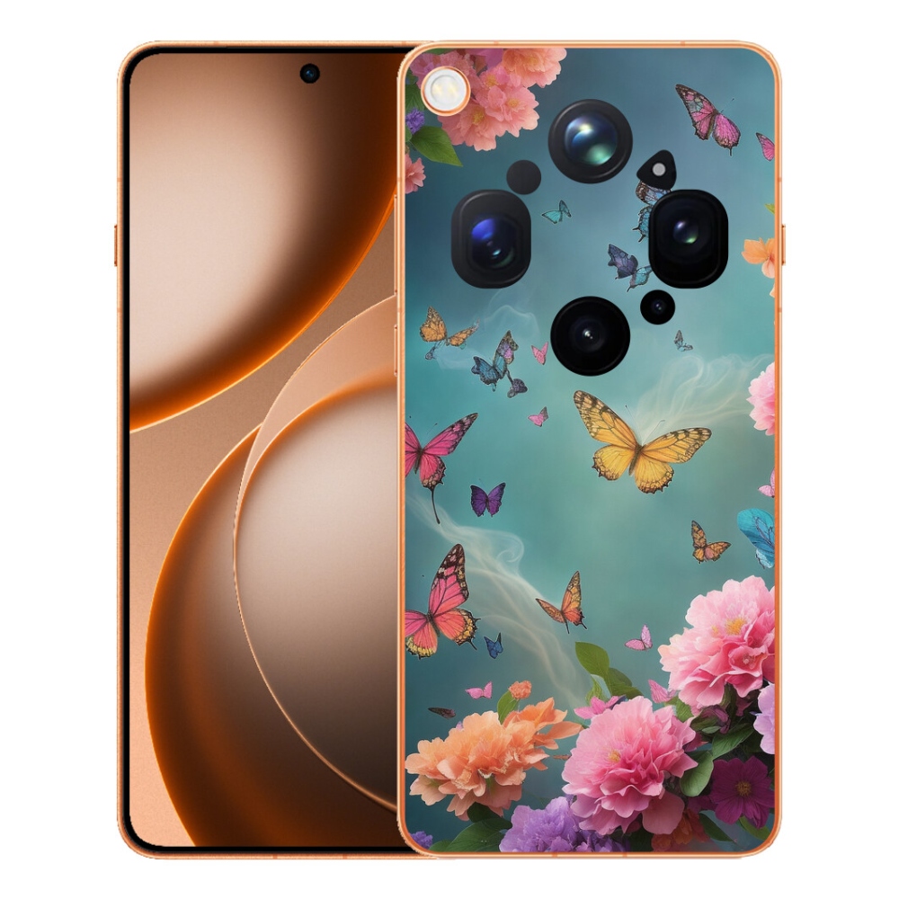 Gelový kryt mmCase na Oppo Find X9 Ultra - barevné květy a motýli