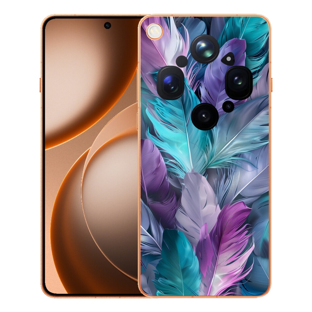 Gelový kryt mmCase na Oppo Find X9 Ultra - barevné peří 2