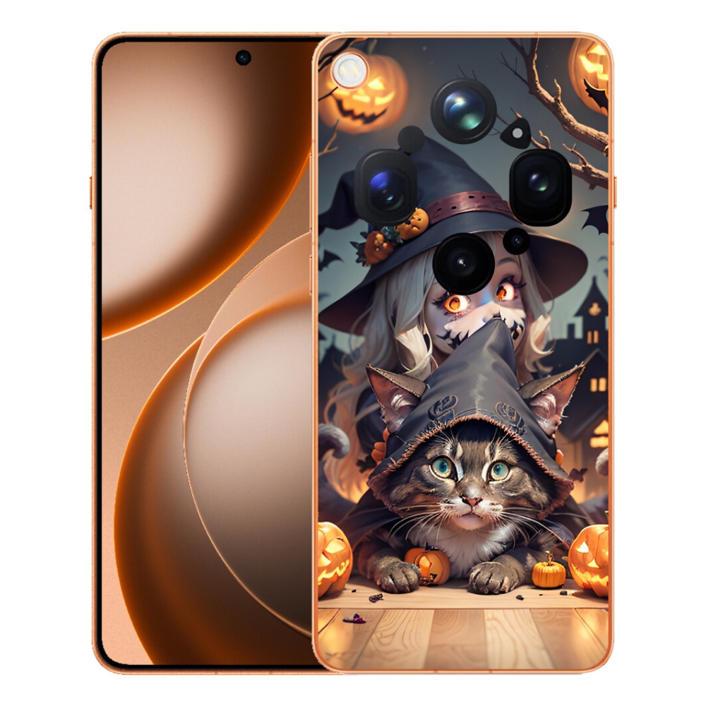 Gelový kryt mmCase na Oppo Find X9 Ultra - čarodějnice s kočkou