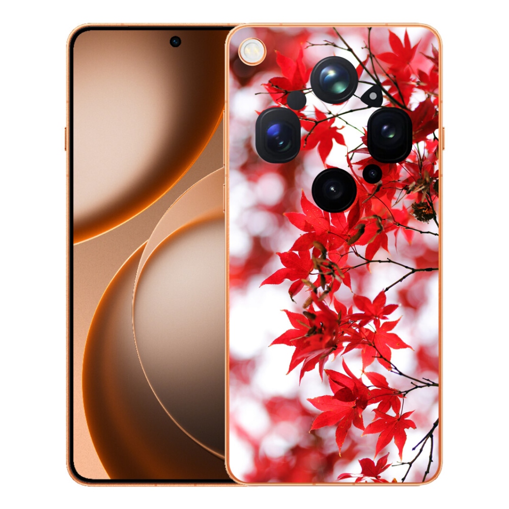 Gelový kryt mmCase na Oppo Find X9 Ultra - červené listy