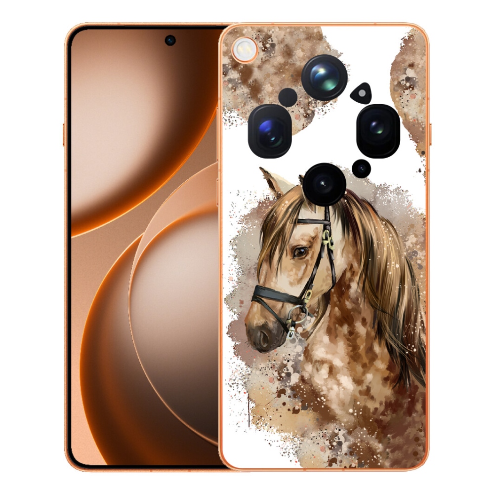 Gelový kryt mmCase na Oppo Find X9 Ultra - hnědý kreslený kůň