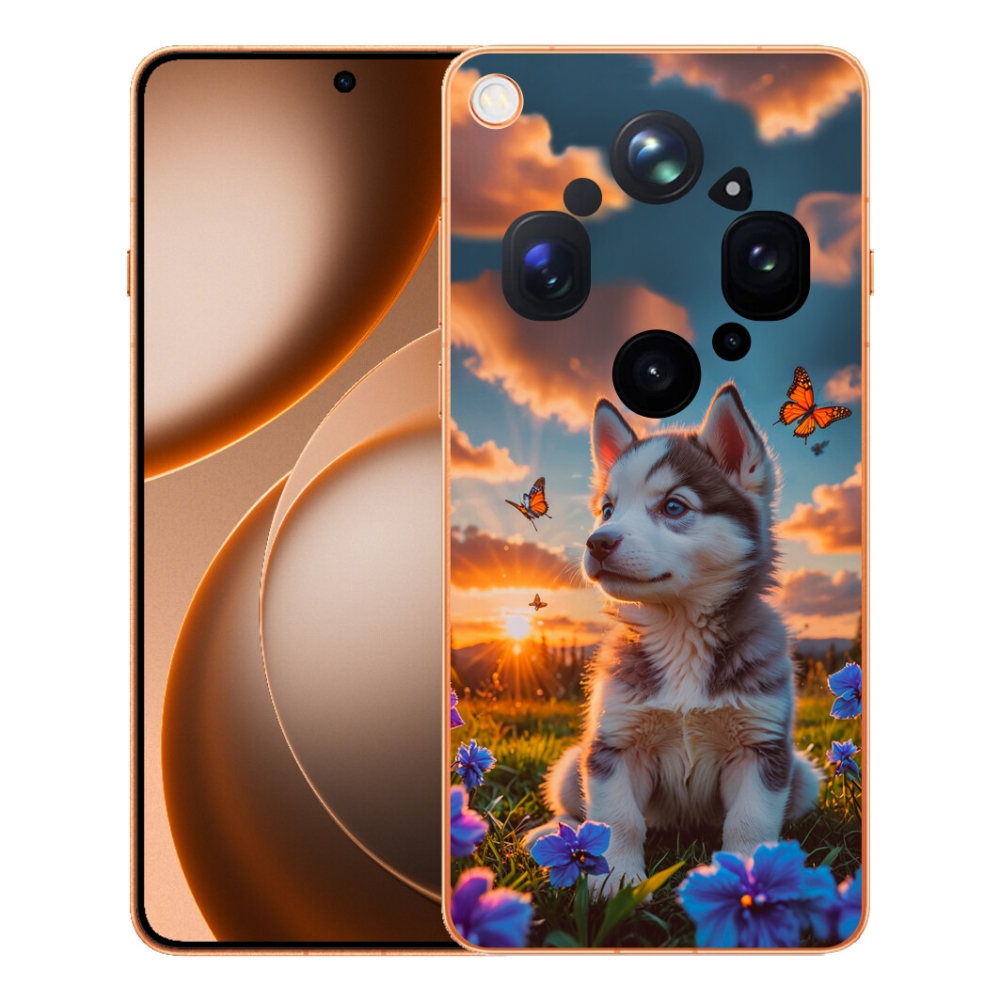 Gelový kryt mmCase na Oppo Find X9 Ultra - husky při západu slunce