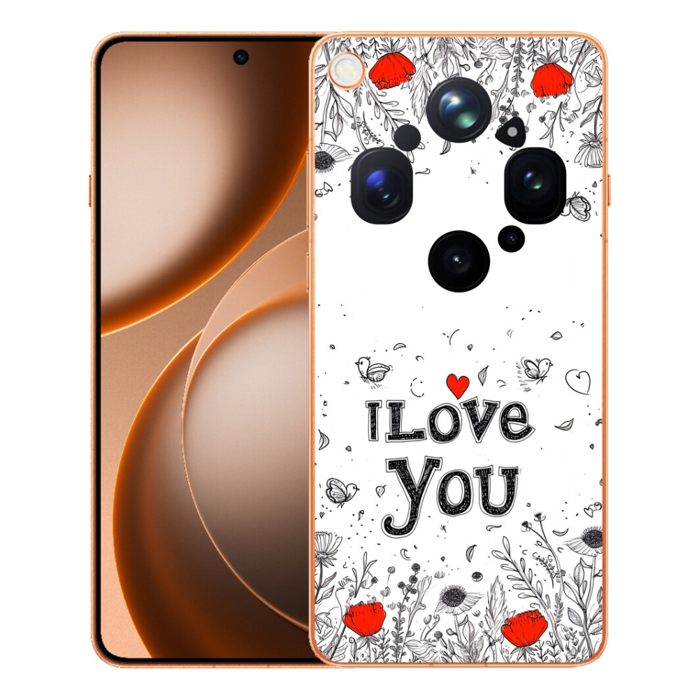 Gelový kryt mmCase na Oppo Find X9 Ultra - I love you bílé pozadí