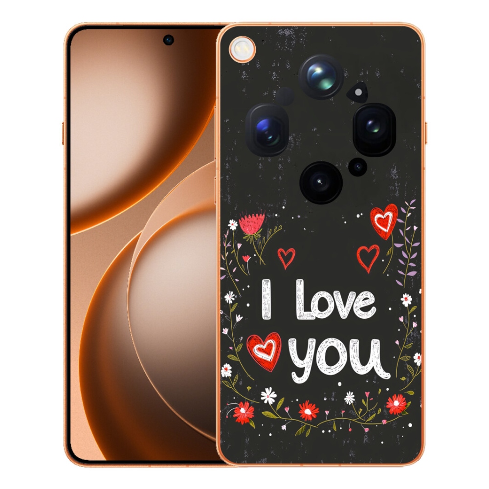 Gelový kryt mmCase na Oppo Find X9 Ultra - I love you černé pozadí