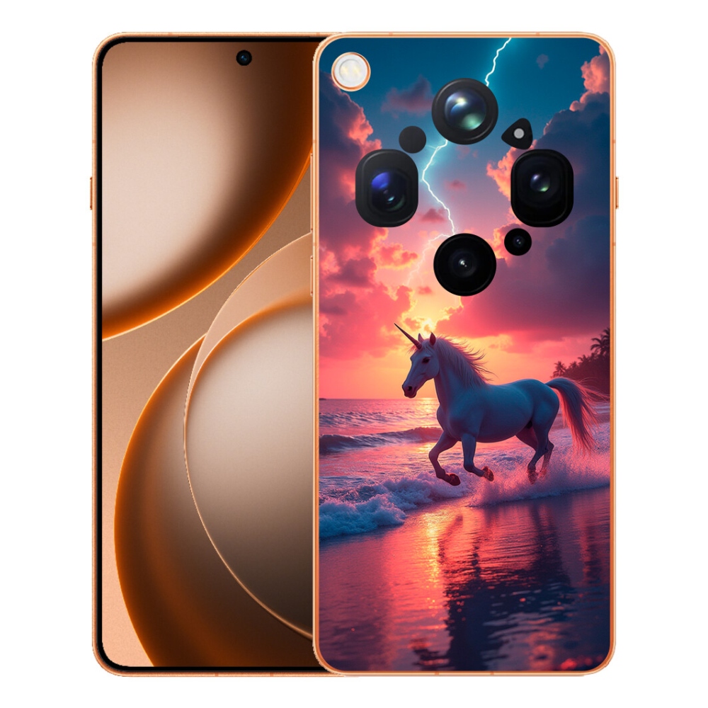 Gelový kryt mmCase na Oppo Find X9 Ultra - jednorožec na pláži