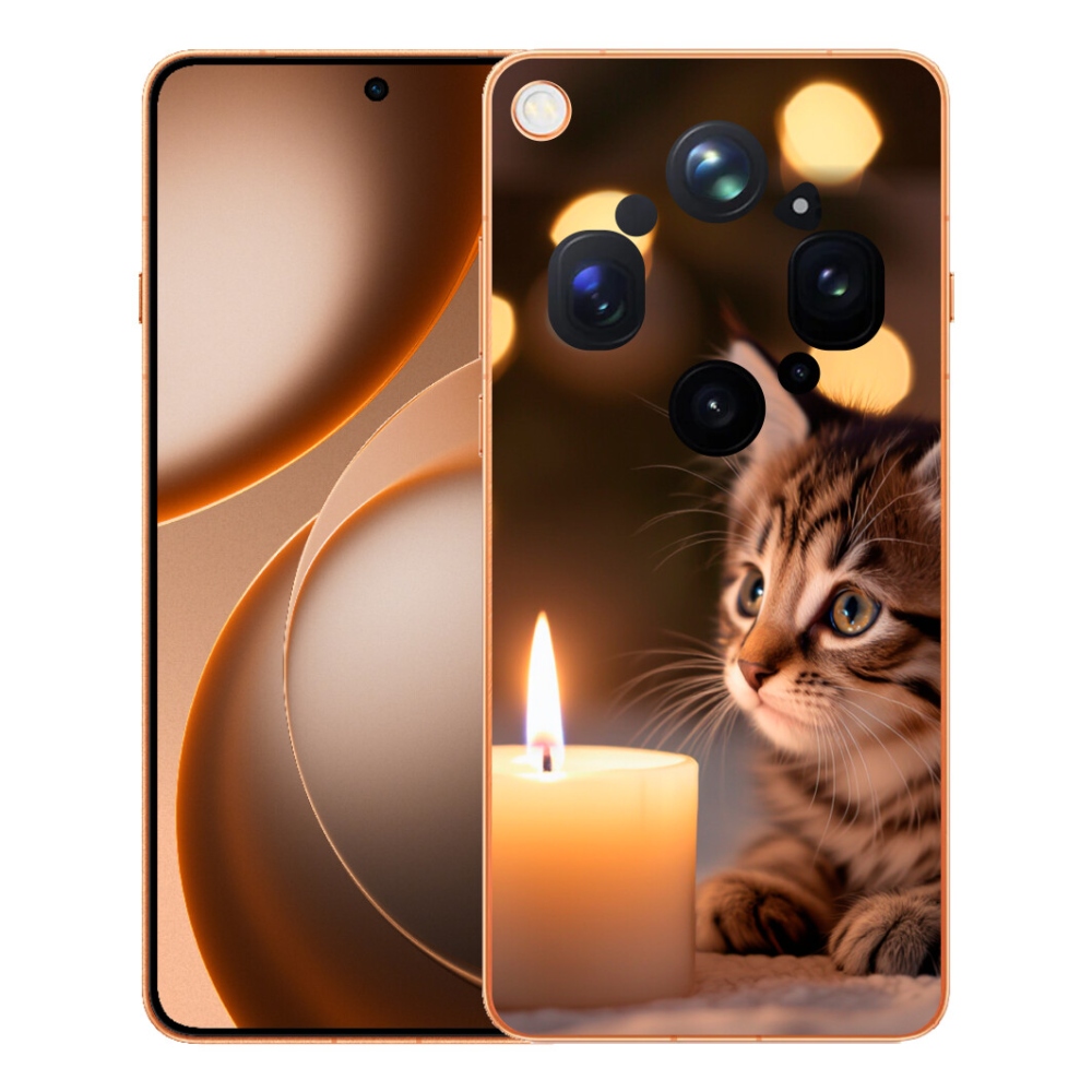 Gelový kryt mmCase na Oppo Find X9 Ultra - kotě a svíčka