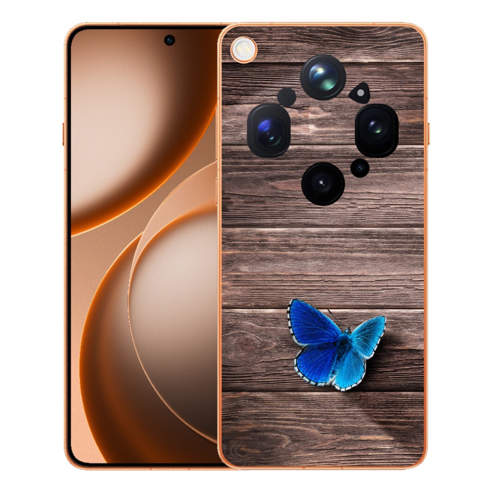 Gelový kryt mmCase na Oppo Find X9 Ultra - modrý motýl 1
