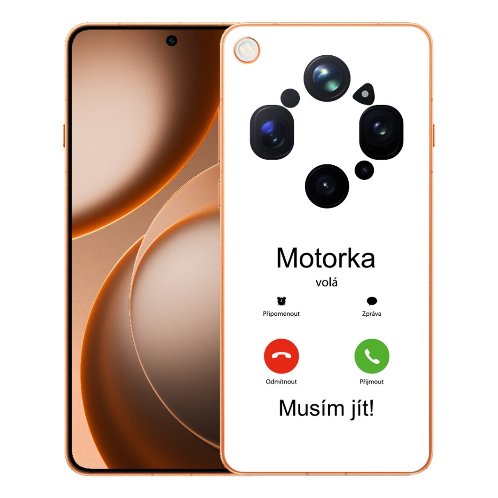 Gelový kryt mmCase na Oppo Find X9 Ultra - motorka volá bílé pozadí