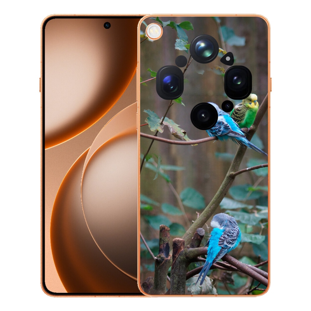 Gelový kryt mmCase na Oppo Find X9 Ultra - papoušci na větvi