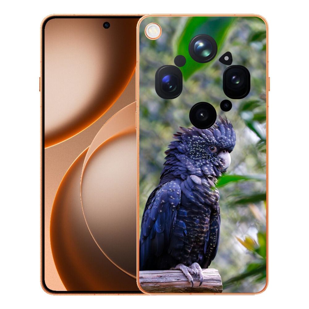 Gelový kryt mmCase na Oppo Find X9 Ultra - papoušek kakadu černý