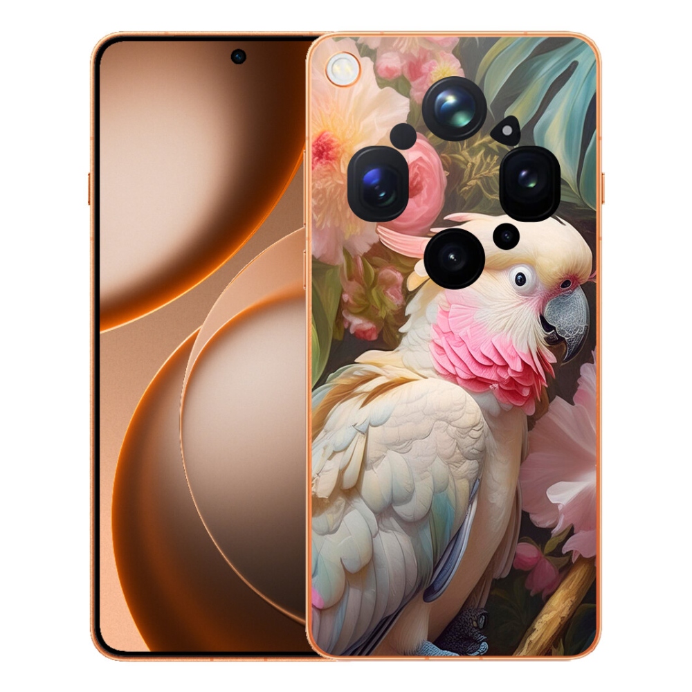 Gelový kryt mmCase na Oppo Find X9 Ultra - papoušek kakadu růžový 2
