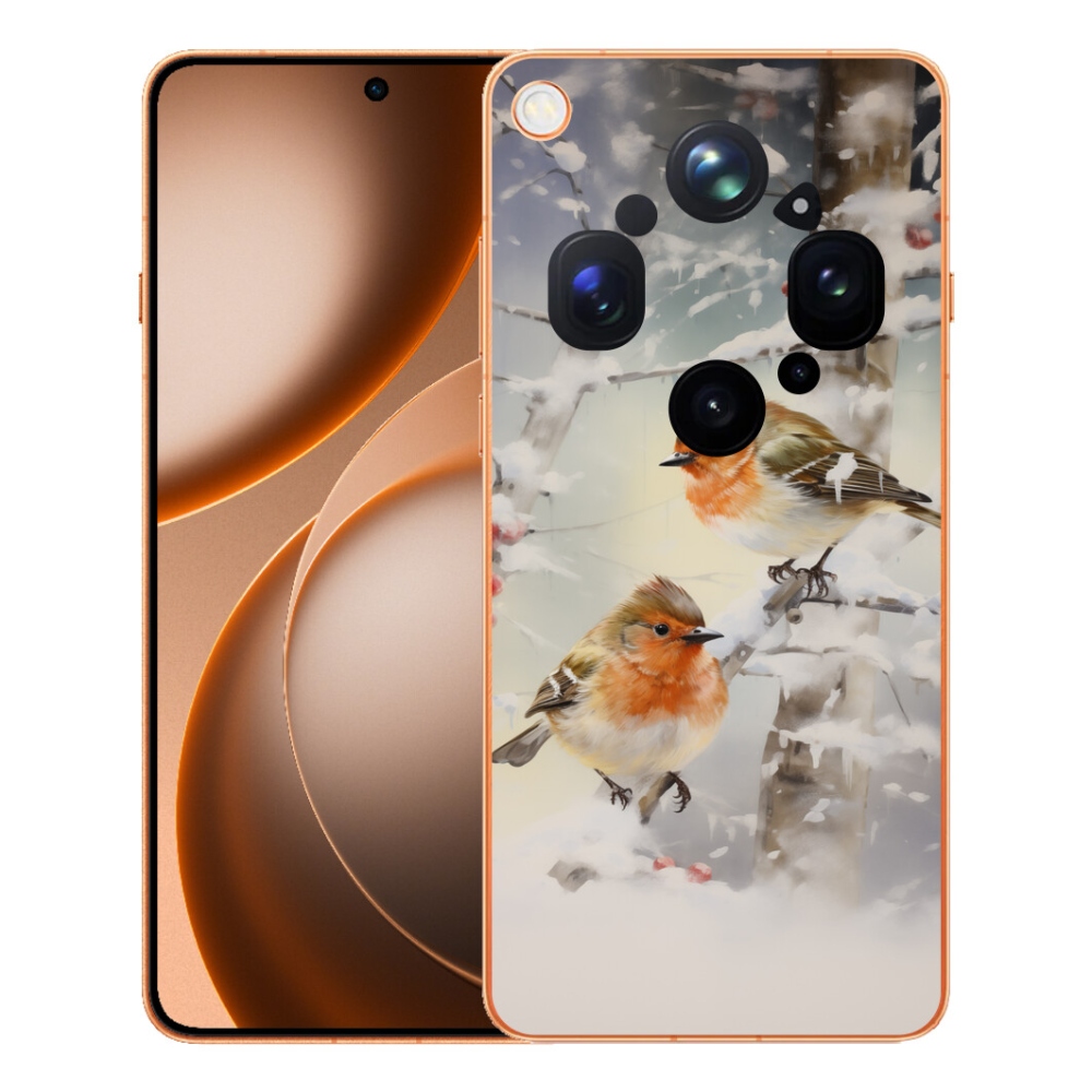 Gelový kryt mmCase na Oppo Find X9 Ultra - ptáčci v zimě