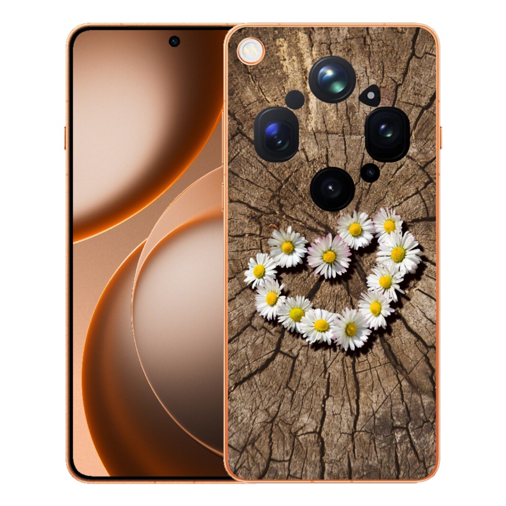 Gelový kryt mmCase na Oppo Find X9 Ultra - srdce z kopretin