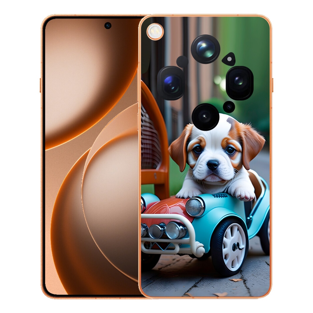 Gelový kryt mmCase na Oppo Find X9 Ultra - štěně v retro autě