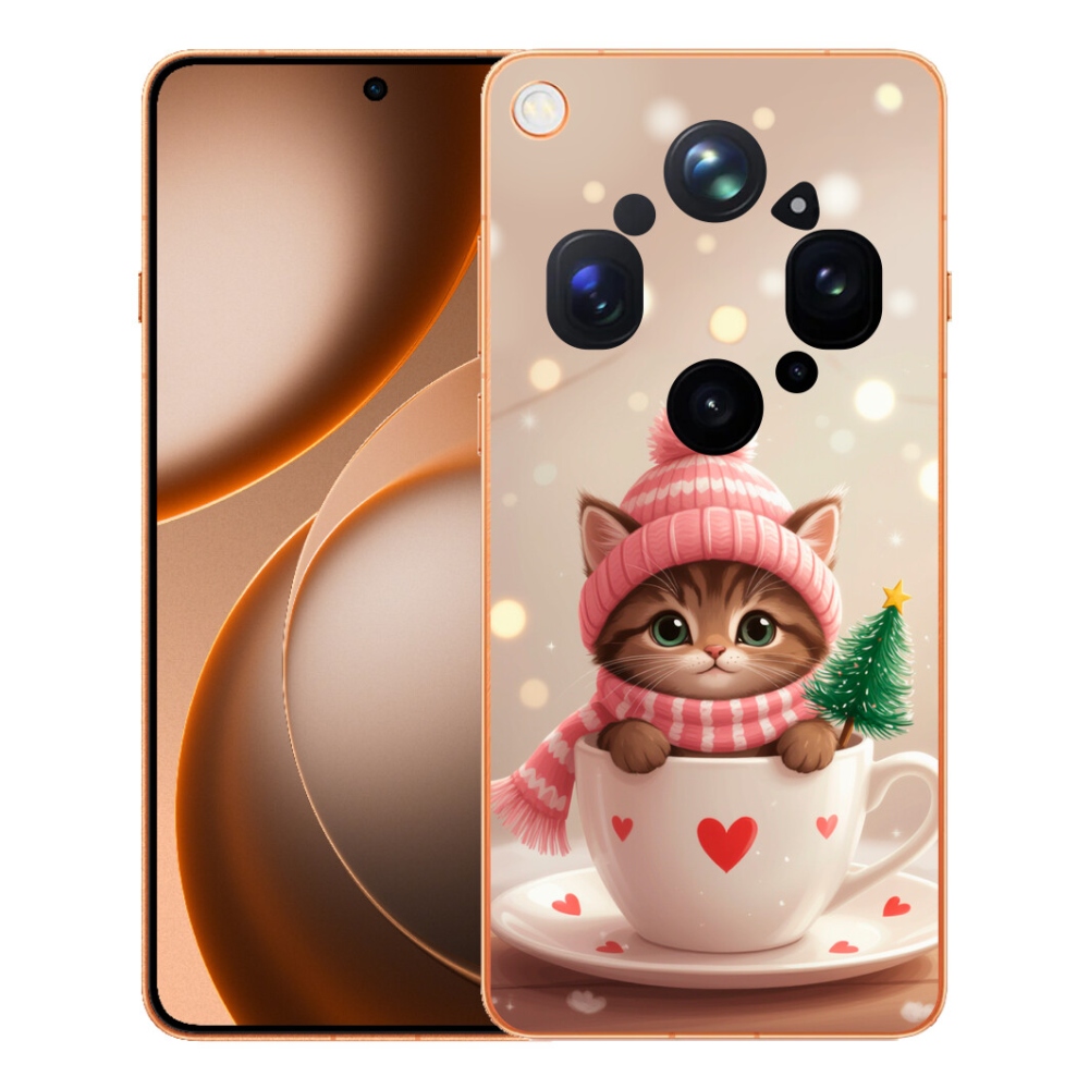 Gelový kryt mmCase na Oppo Find X9 Ultra - vánoční kotě v hrnku