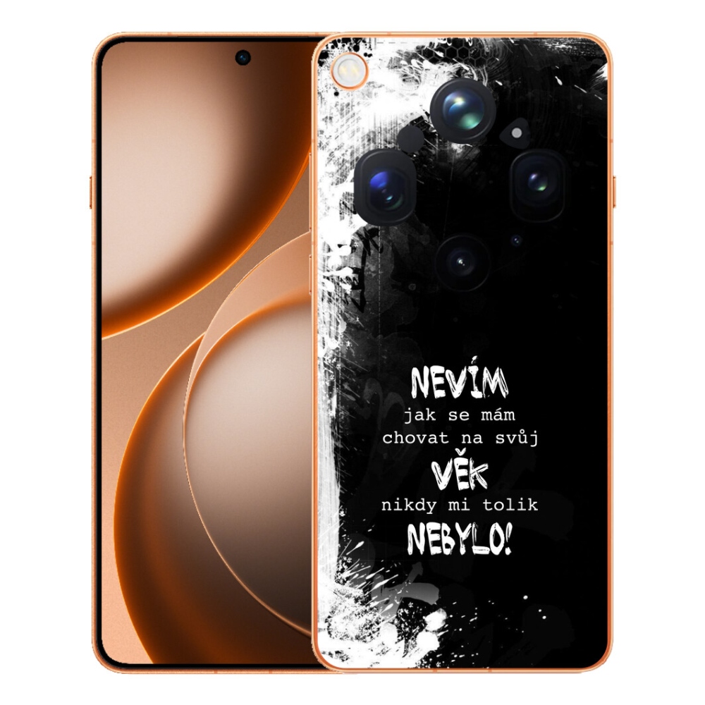 Gelový kryt mmCase na Oppo Find X9 Ultra - vtipný text 14 černé pozadí