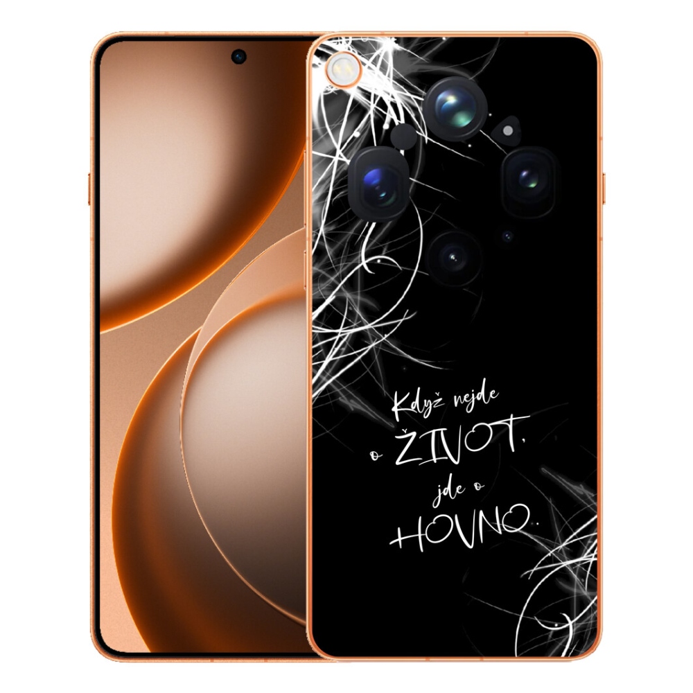 Gelový kryt mmCase na Oppo Find X9 Ultra - vtipný text 16 černé pozadí