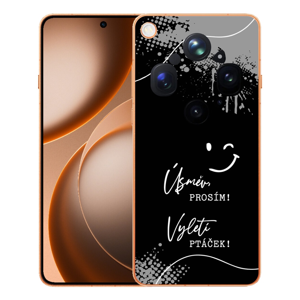 Gelový kryt mmCase na Oppo Find X9 Ultra - vtipný text 4 černé pozadí
