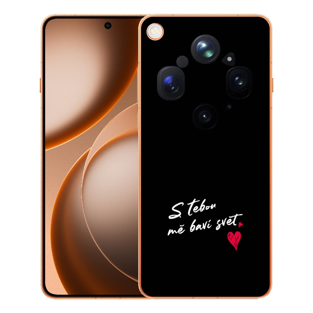 Gelový kryt mmCase na Oppo Find X9 Ultra - zamilovaný text 1 černé pozadí